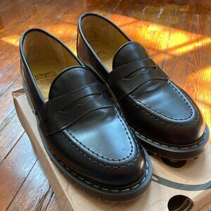 Solovair Black Hi-Shine Penny Loafer